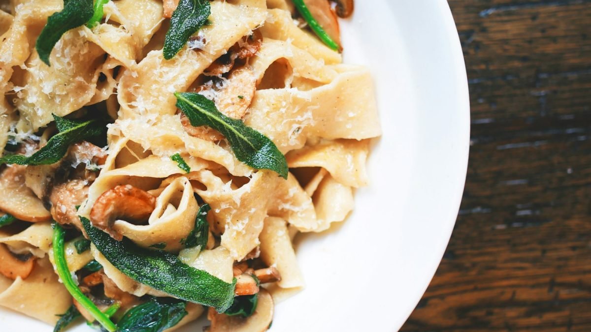 pasta dish on white plate