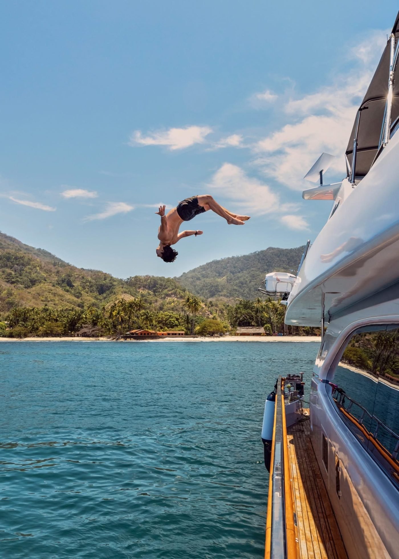 Jumping off a yacht into Banderas Bay